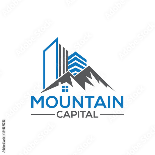 Strong Mountain Capital logo design featuring bold mountain peaks symbolizing stability, growth, and resilience. Perfect for investment firms seeking a trustworthy and professional brand identity.
