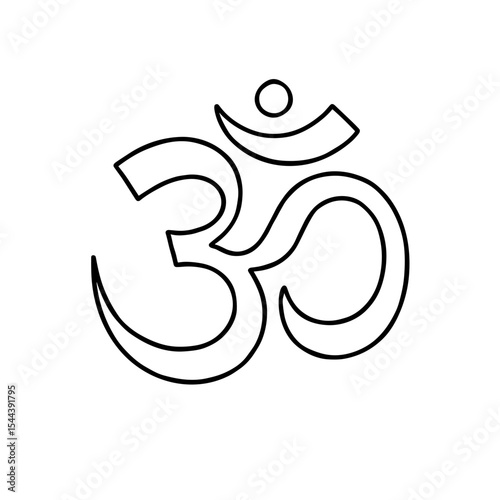 Om symbol icon in outline style – sacred sound in Hinduism