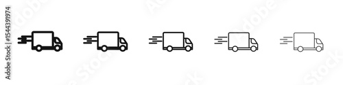 Moving truck icon vector outline set illustration sign