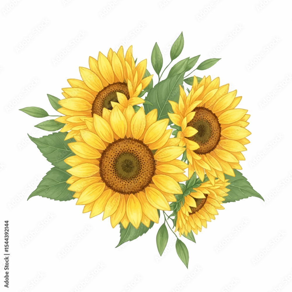 Fototapeta premium Vibrant Sunflower Bouquet Illustration A Cheerful Summer Floral Design