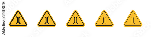 Narrow bridge ahead icon vector outline set illustration sign