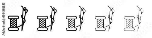 Needle, threads icon vector outline set illustration sign