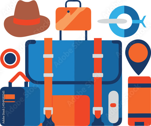 Curated Travel Gear Flat Vector for Vacation Airport