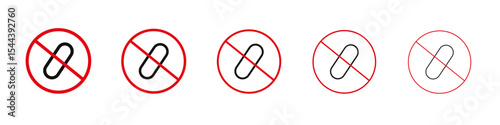 No drugs sign vector outline set illustration sign