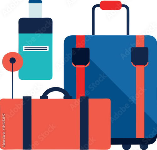 Minimalist Vector of Modern Travel Luggage and Accessories