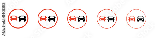 No overtaking icon vector outline set illustration sign