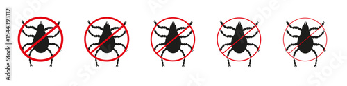 No parasitic insects sign vector outline set illustration sign