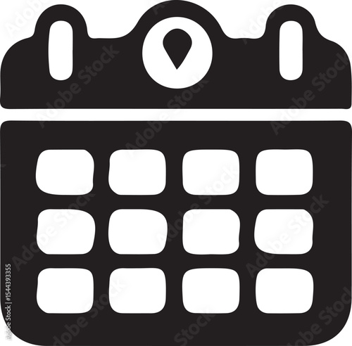 A black and white calendar icon with a tear off sheet design and rounded corners for date keeping purpose