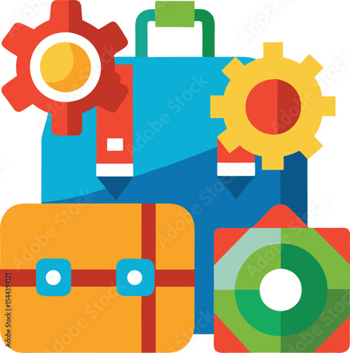 Stylized Vector of Colorful Travel Gear for Fun Getaway