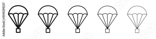 Parachute icon vector outline set illustration sign