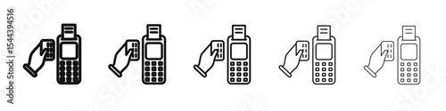 Payment terminal icon vector outline set illustration sign