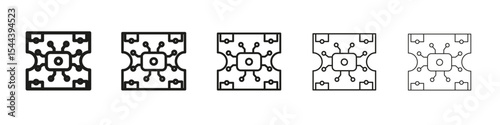 PCB icon vector outline set illustration sign