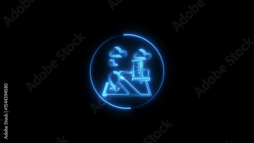 Wallpaper Mural Glowing neon circuitry animation of a map icon with pinpoint and cloud symbol Torontodigital.ca