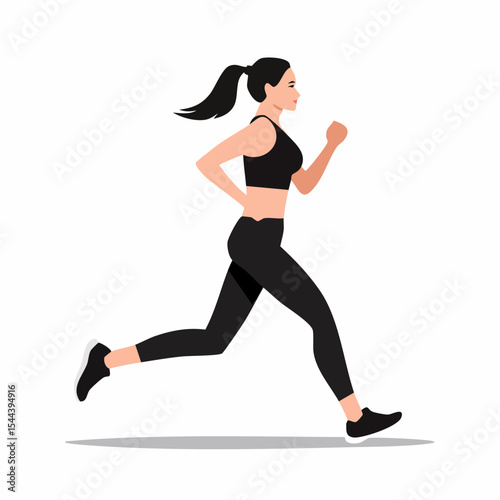 Black silhouette vector of a person jogging, full body side view, fitness, running, healthy lifestyle, cardio exercise, outdoor activity, active, sport vector