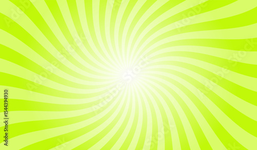 Abstract chartreuse green background with rays retro starburst. Spiral radial striped backdrop design. Sunbeam swirl light retro design. Vintage sunrays swirl sun beam pattern.