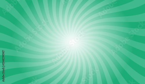 Abstract crayola green background with rays retro starburst. Spiral radial striped backdrop design. Sunbeam swirl light retro design. Vintage sunrays swirl sun beam pattern.