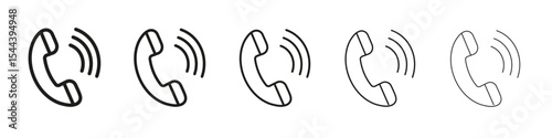 Phone call icon vector outline set illustration sign
