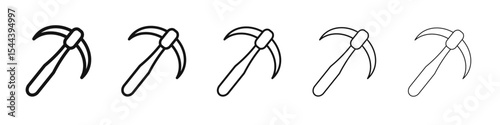 pickaxe icon vector outline set illustration sign