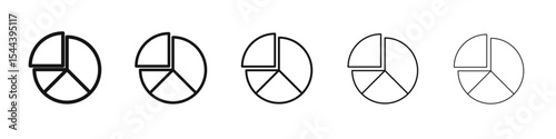 Pie chart icon vector outline set illustration sign