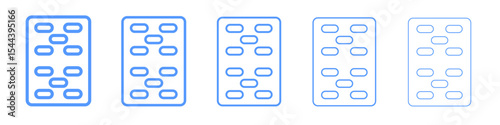 Pill Blister Pack icon vector outline set illustration sign