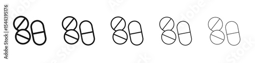 Pill icon vector outline set illustration sign