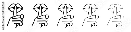 Please do quite pssst icon vector outline set illustration sign