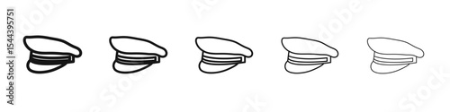 Police cap icon vector outline set illustration sign