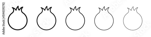 pomegranate icon vector outline set illustration sign