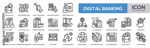 Digital Banking Line Icon Collection