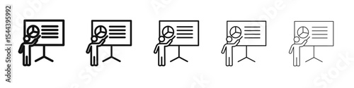 Presentation icon vector outline set illustration sign