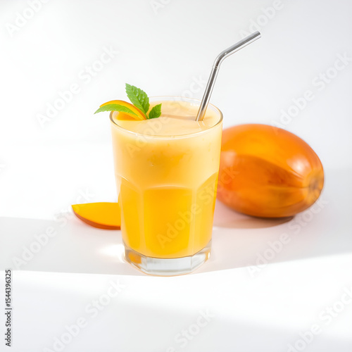 Fresh orange juice with ripe citrus fruits in a glass, a healthy and refreshing breakfast drink
