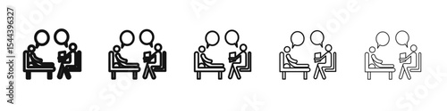 psychologist and patient icon vector outline set illustration sign