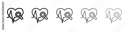 pulse heart check up icon vector outline set illustration sign