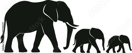 silhouette elephant family