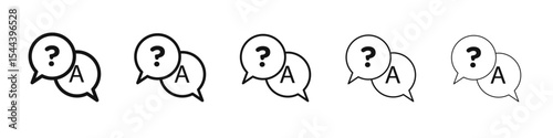Questions and answers icon vector outline set illustration sign
