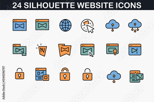 Minimal Silhouette Website Icons Set