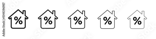 Rate for mortgage icon vector outline set illustration sign