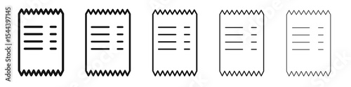 Receipt icon vector outline set illustration sign