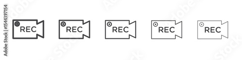 Record icon vector outline set illustration sign