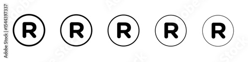 Registered trademark symbol vector outline set illustration sign