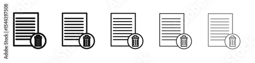 Remove file icon vector outline set illustration sign