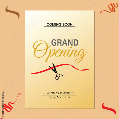 Realistic cut ribbon grand opening background
