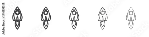 Rocket launch icon vector outline set illustration sign