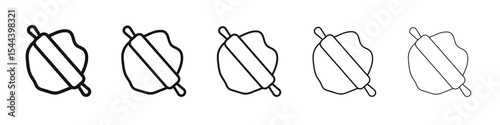 Rolling pin icon vector outline set illustration sign