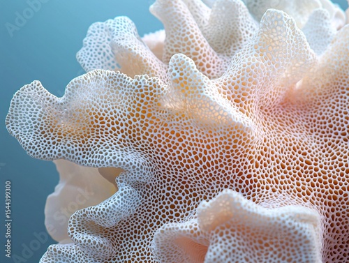 high-quality photograph, macro of coral surface texture, branching organic shapes with white and pastel shades, shallow depth of field. Generative AI