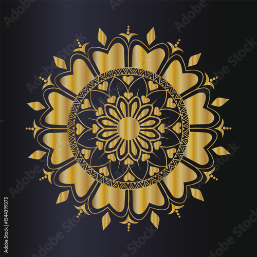 Elegant gold mandala design on black background