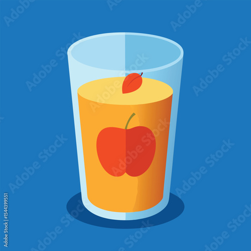 Tumbler Glass with Apple Juice, glass in  juice Vector 