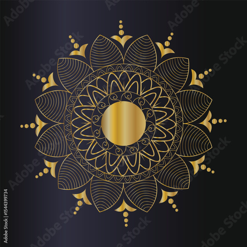 Elegant gold mandala design on dark background
