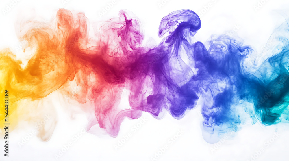 Fototapeta premium A colorful cloud of smoke with a rainbow effect. The smoke is vibrant and colorful, creating a sense of energy and excitement. The rainbow effect adds a touch of whimsy and playfulness to the scene 