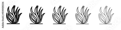 Seaweed icon vector outline set illustration sign
